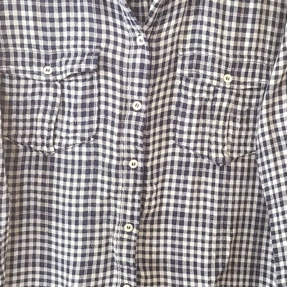 PAIGE Womens Mya Navy Gingham Plaid Shirt - Size Medium - Picture 3 of 6